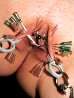 Torture of pussy with needles