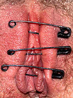 Pussy sewed with safety pins